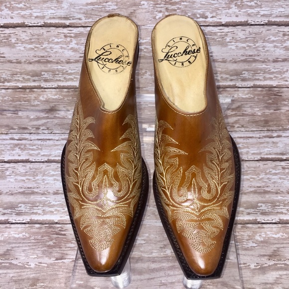 Lucchese Shoes - LUCCHESE Leather Western Cowboy Mules Boots Shoes